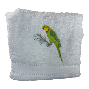 Green-Parrot-and-Gum-Branch-Hand-Towel-2.png Green Parrot and Gum Branch Hand Towel