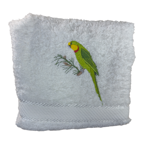 Green Parrot and Gum Branch Hand Towel