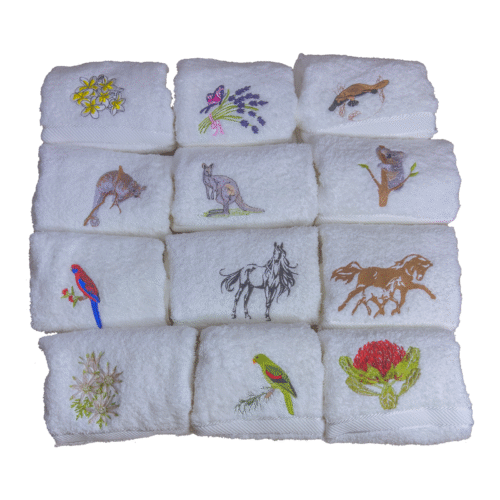 Pink Cockatoo Embroidered White Hand Towel - Image 4